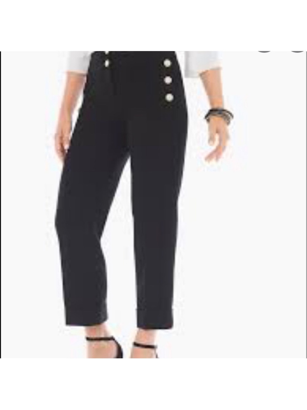 Chico's Black Cropped Sailor-Button Pants